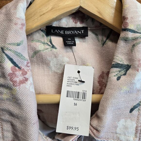 Lane Bryant Denim Jacket Sz 16 Pink Floral 100% Cotton Pockets Boho Cottagecore - Picture 11 of 15